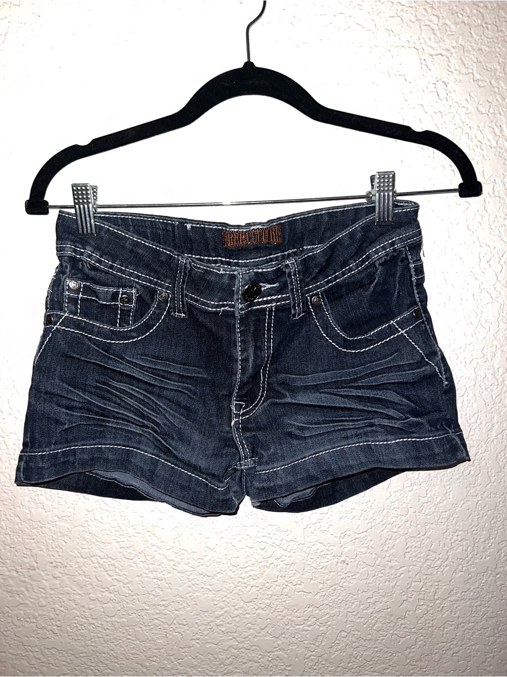 Y2K Free Culture Dark Blue Denim Women's Jean Shorts